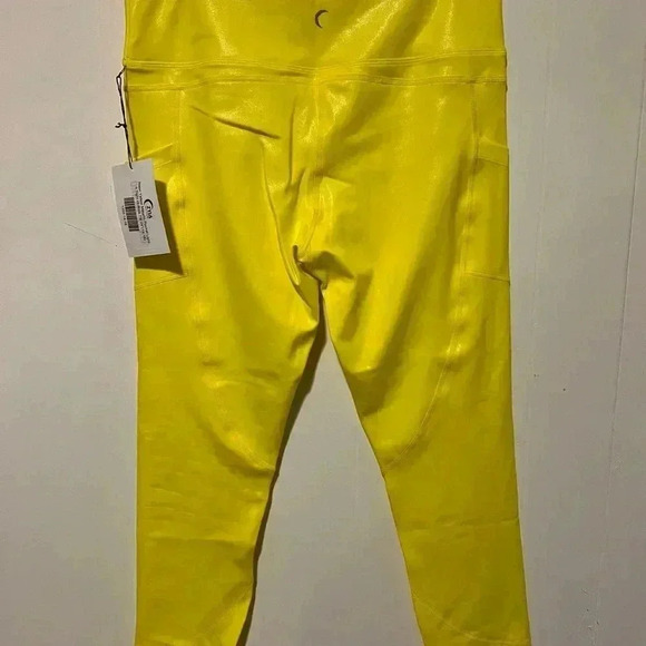 Zyia Active Neon Yellow Metallic Pocket Light N Tight NWT P3 - Picture 2 of 5